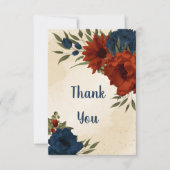 燃えたオレンジ色の海軍結婚の花 サンキューカード (正面)