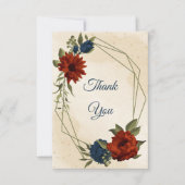 燃えたオレンジ色の海軍結婚の花 サンキューカード (正面)