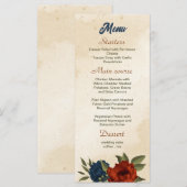 燃えたオレンジ色の海軍結婚の花 メニュー (正面/裏面)