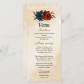 燃えたオレンジ色の海軍結婚の花 メニュー (正面/裏面)