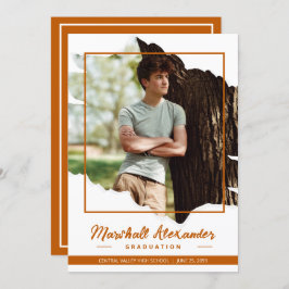 燃えたオレンジ色の神経質な抽象芸術破れた写真卒業 招待状