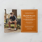 燃えたオレンジ色の神経質な抽象芸術破れた写真卒業 招待状 (内部)