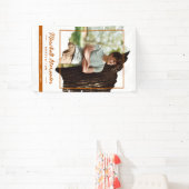 燃えたオレンジ色の神経質な抽象芸術破れた写真卒業 横断幕 (インサイチュ)