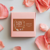 燃えたオレンジ色の秋の赤ちゃんシャワーシール 長方形シール