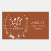 燃えたオレンジ色の秋の赤ちゃんシャワーシール 長方形シール (正面)