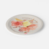 燃えたオレンジ色の秋水の色のフローラ結婚式 ペーパープレート (アングル)