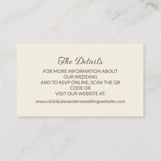 燃えたオレンジ色の秋結婚フローラの詳細QRコード エンクロージャーカード (裏面)