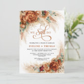 燃えたオレンジ色の花パンパスユーカリ 招待状 (スタンド正面)