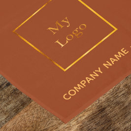燃えたオレンジ色の茶色の金ゴールドサロンのビジネスロゴ ショートテーブルランナー