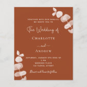 燃えたオレンジ色の葉QR予算結婚式招待状 (正面)