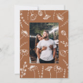 燃えたオレンジ色の野花のスケッチ額縁写真 セーブザデート (裏面)