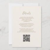 燃えたオレンジ色の金ゴールド瑪瑙アイボリーQRコード結婚ズ 招待状 (裏面)