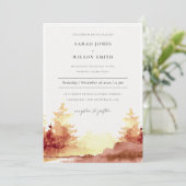 燃えたオレンジ色の黄色の秋の木々の結婚式の招待 サンキューカード (スタンド正面)