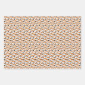 燃えたオレンジ色の"クラス"犬のラベルとドットのパターン ラッピングペーパーシート (正面3)