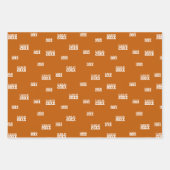 燃えたオレンジ色の"クラス"犬のラベルとドットのパターン ラッピングペーパーシート (正面2)