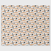 燃えたオレンジ色の"クラス"犬のラベルとドットのパターン ラッピングペーパー (フラット)