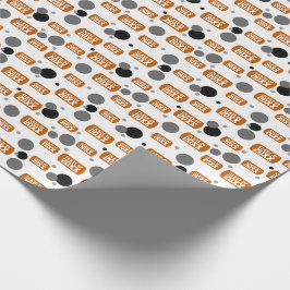 燃えたオレンジ色の"クラス"犬のラベルとドットのパターン ラッピングペーパー