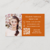 燃えたオレンジ色のQRコード写真ビジネスロイヤリティカード 名刺 (裏面)