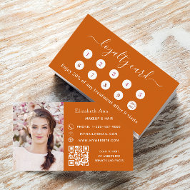 燃えたオレンジ色のQRコード写真ビジネスロイヤリティカード 名刺