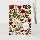 燃えたオレン最高のジの植物学の母の日 箔シーズンカード (正面)