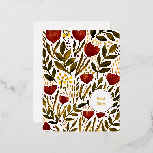 燃えたオレン最高のジの植物学の母の日 箔シーズンポストカード (正面/裏面)