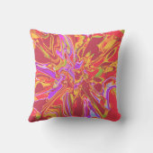 燃えたサイケデリックオレンジ色の花と金ゴールド薄紫 クッション (裏面)