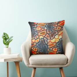 燃えたシアンとエンバーオレンジの丸みを帯びた形状 クッション
