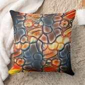 燃えたシアンとエンバーオレンジの丸みを帯びた形状 クッション (ブランケット)