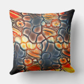 燃えたシアンとエンバーオレンジの丸みを帯びた形状 クッション (裏面)