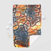 燃えたシアンとエンバーオレンジの丸みを帯びた形状 ゴルフタオル (インサイチュ)