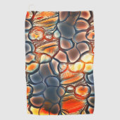 燃えたシアンとエンバーオレンジの丸みを帯びた形状 ゴルフタオル (正面)