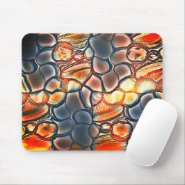 燃えたシアンとエンバーオレンジの丸みを帯びた形状 マウスパッド
