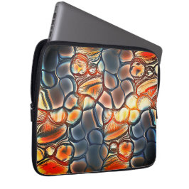 燃えたシアンとエンバーオレンジの丸みを帯びた形状 ラップトップスリーブ