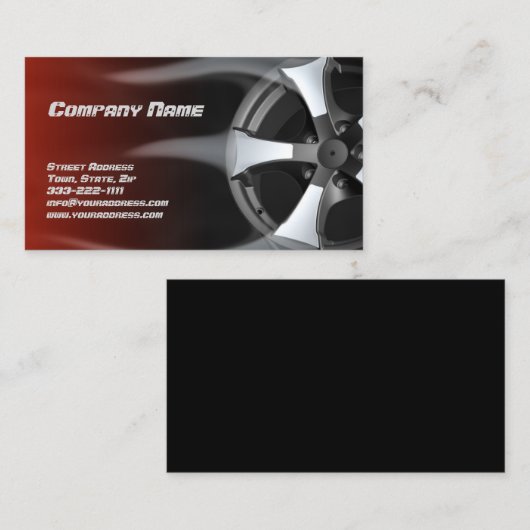 燃えたタイヤリム自動修理サービスレッドカード 名刺 (正面/裏面)