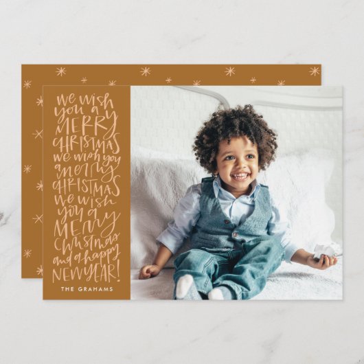 燃えたフォトカードでクリスマスを祝う シーズンカード (正面/裏面)