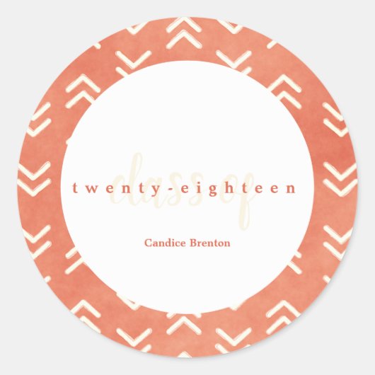 燃えたモダンオレンジ色の矢の院生カスタムのシール ラウンドシール (正面)