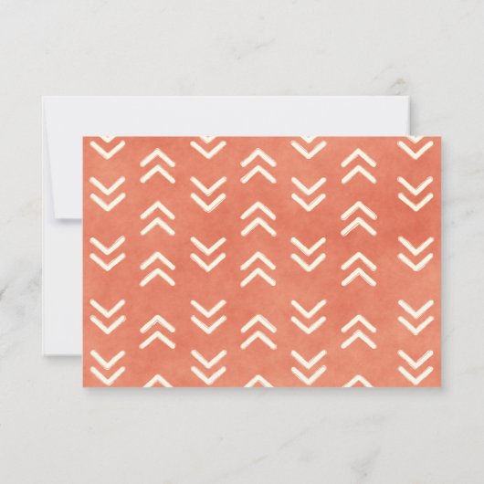 燃えたモダンオレンジ色の矢印アドバイスの単語 招待状 (裏面)