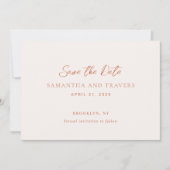 燃えた伝統的オレンジ色のエレガントな結婚式 セーブザデート (正面)