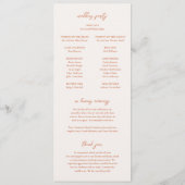 燃えた伝統的オレンジ色のエレガントな結婚式 プログラム (裏面)