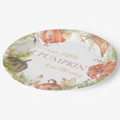 燃えた水の色かぼちゃの秋フローラベビーシャワー ペーパープレート (アングル)