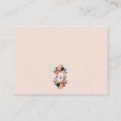 燃えた素朴オレンジとブルーのウェディングレセプション エンクロージャーカード (裏面)