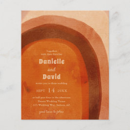 燃えた素朴オレンジ色の写真の予算の結婚式の招待