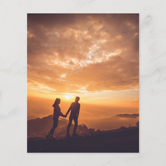 燃えた素朴オレンジ色の写真の予算の結婚式の招待 (裏面)