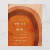 燃えた素朴オレンジ色の写真の予算の結婚式の招待 (正面)