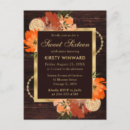 燃えた素朴オレンジ色の秋の花Sweet sixteen ポストカード