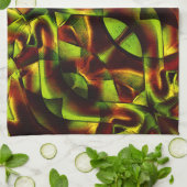 燃えた緑のリボンの変形した結び目 キッチンタオル (折り畳み)