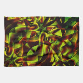 燃えた緑のリボンの変形した結び目 キッチンタオル (横)