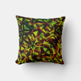 燃えた緑のリボンの変形した結び目 クッション