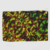 燃えた緑のリボンの変形した結び目 ゴルフタオル (横)