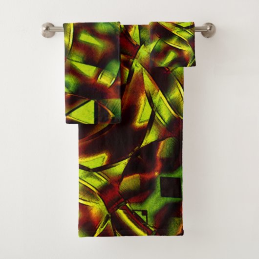 燃えた緑のリボンの変形した結び目 バスタオルセット (インサイチュ)